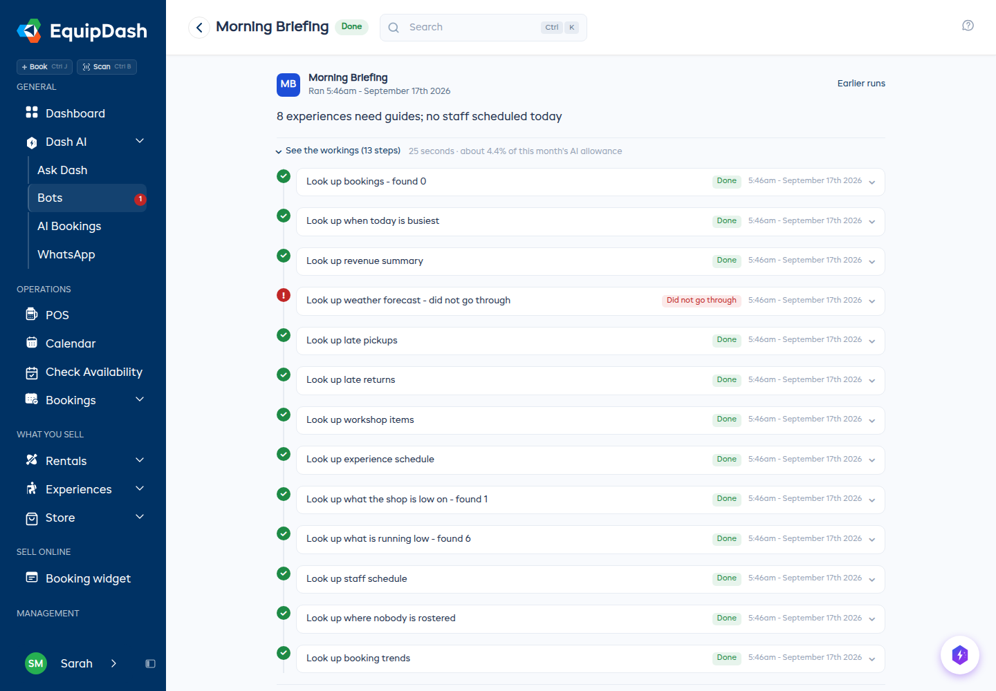 See the workings open, with every step the bot took written in plain English