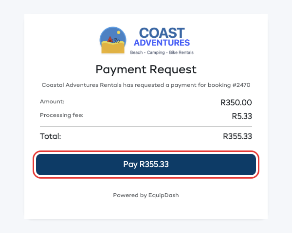 The payment link page a customer sees on a Paystack shop, with the Pay button