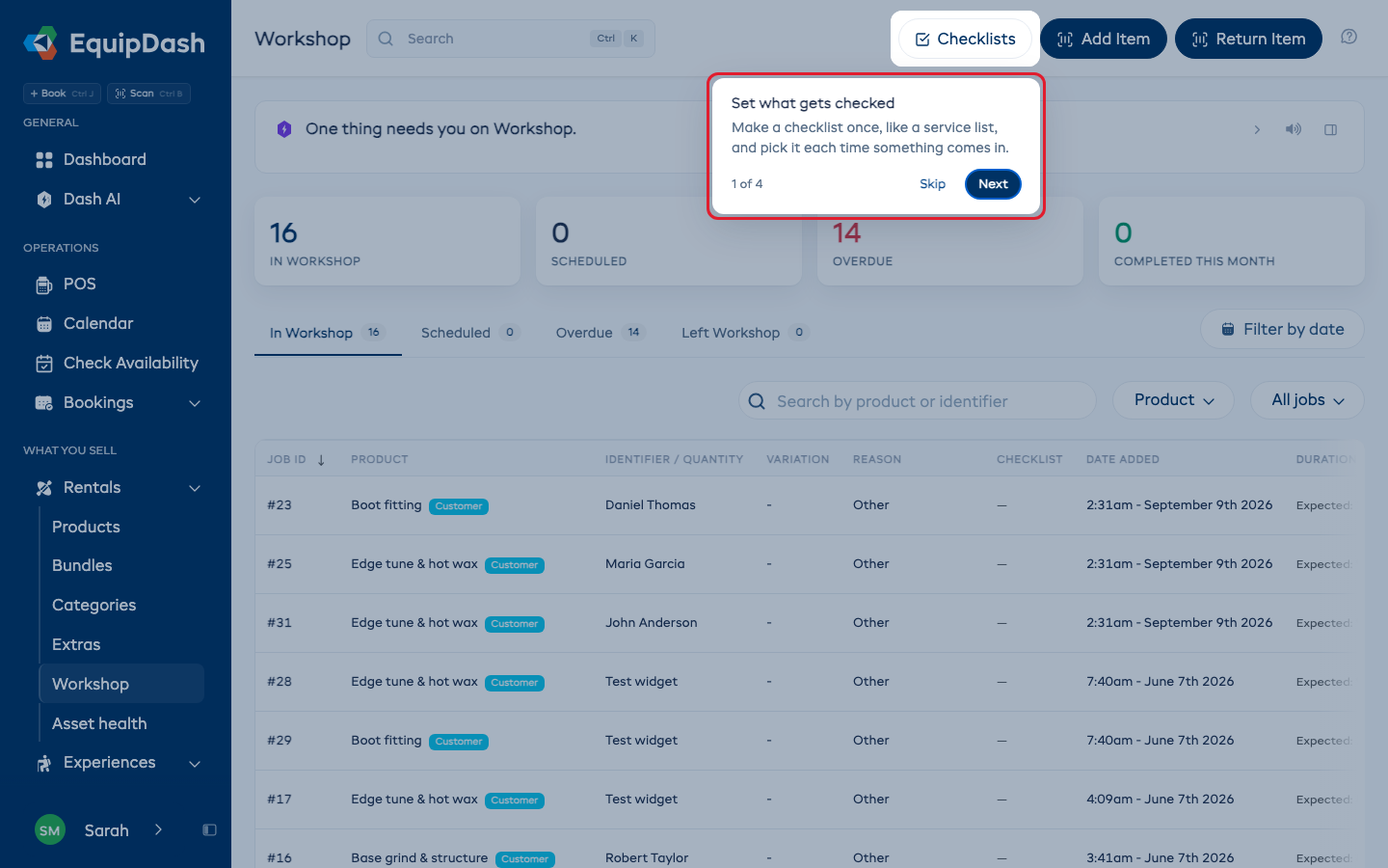 A first-time tip on the Workshop page