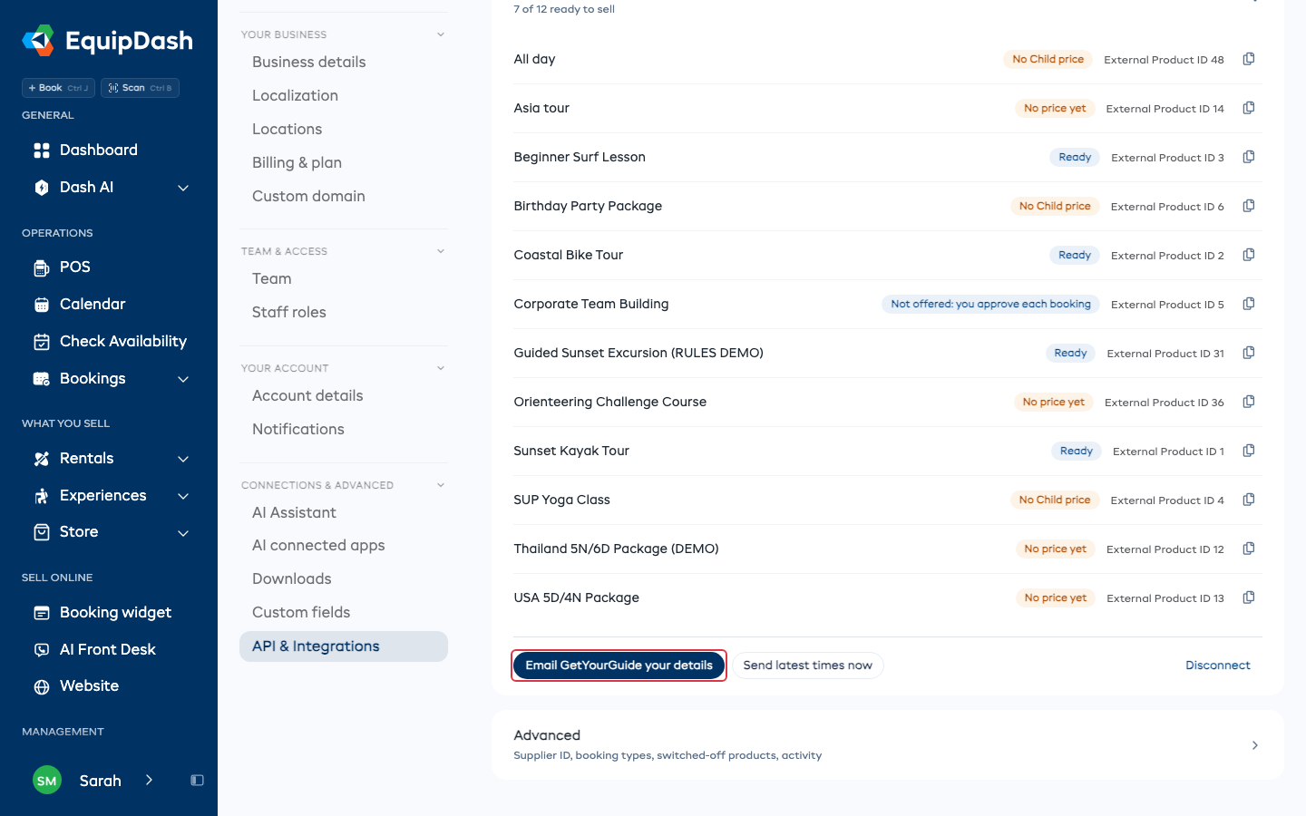 The Email GetYourGuide your details button