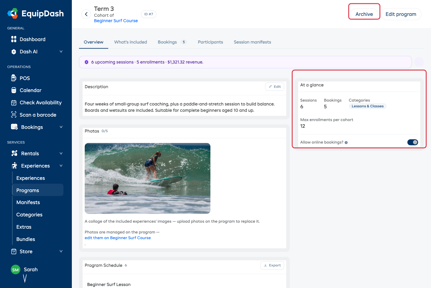 The Overview tab of a cohort, with the At a glance card highlighted