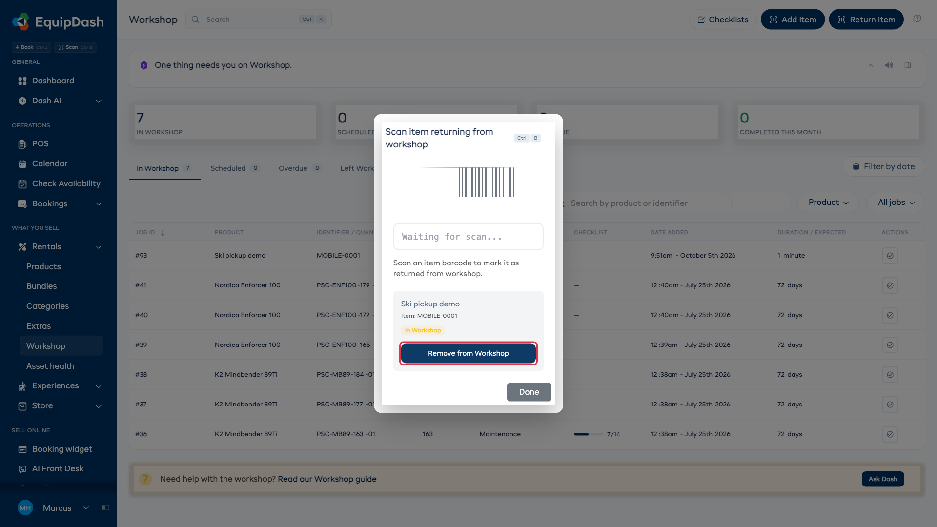 Review the item and choose Remove from Workshop.