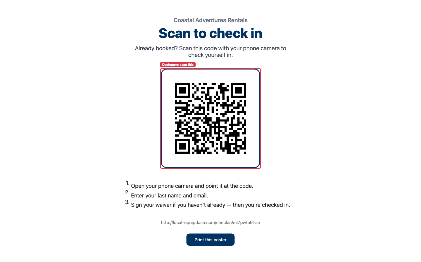 The printable meeting-point check-in poster