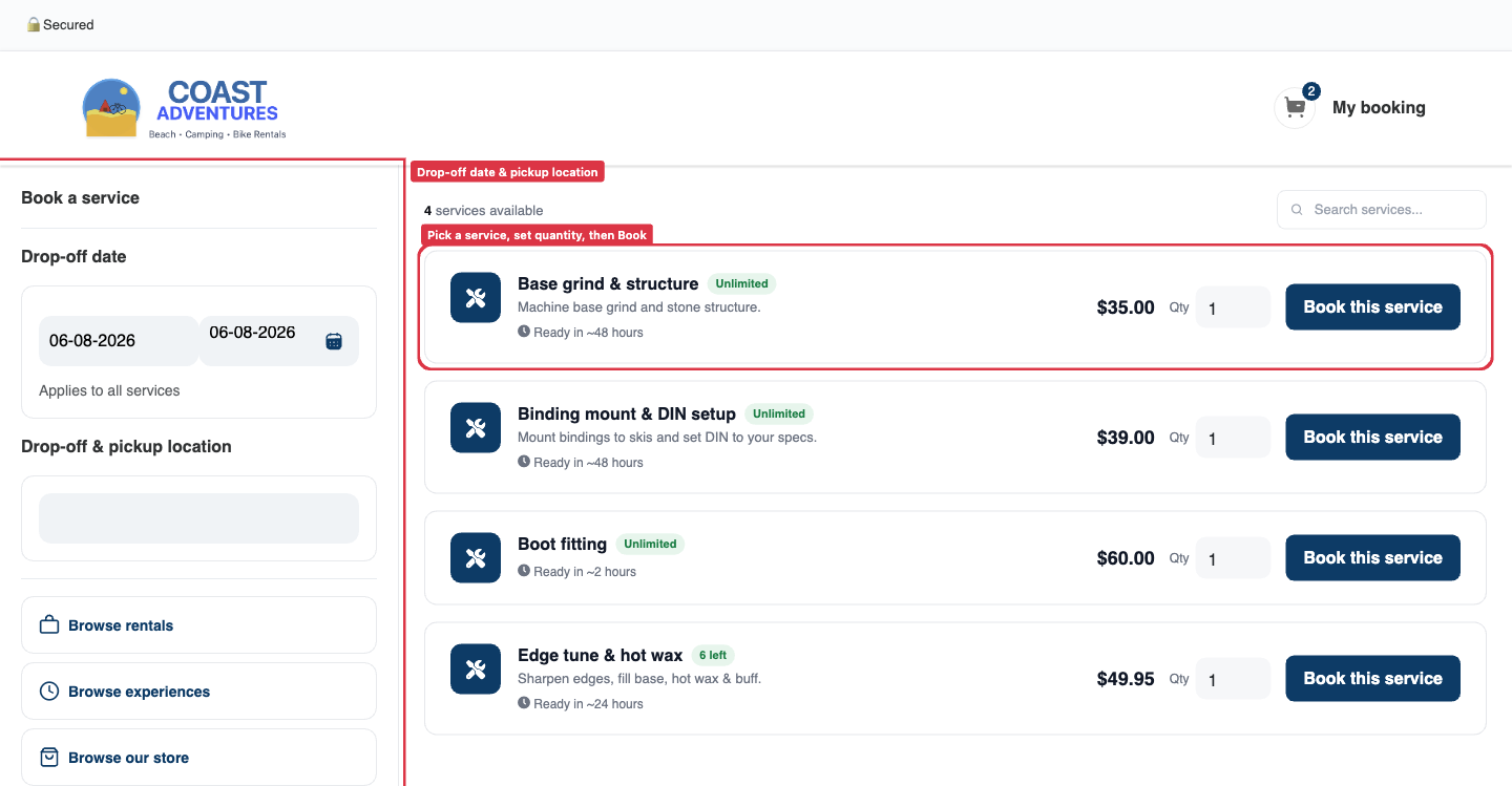 Booking a service online