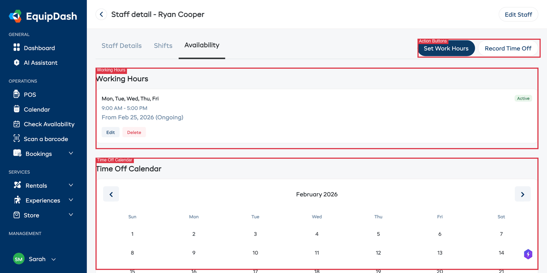 Availability tab overview