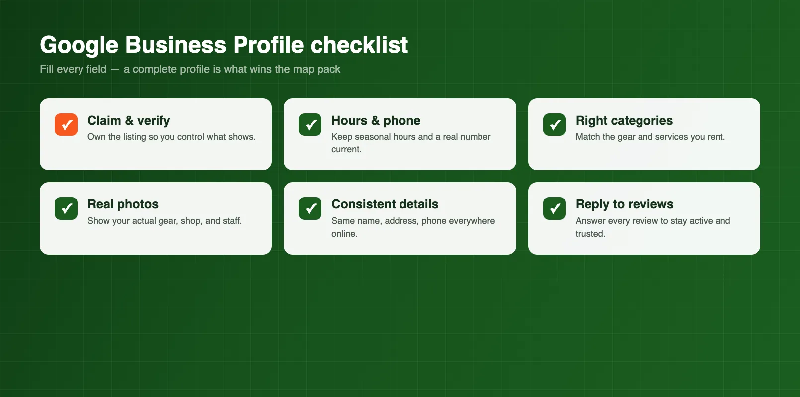 Google Business Profile optimisation checklist for local rental visibility