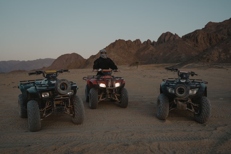 Guided off-road group briefing before a ride