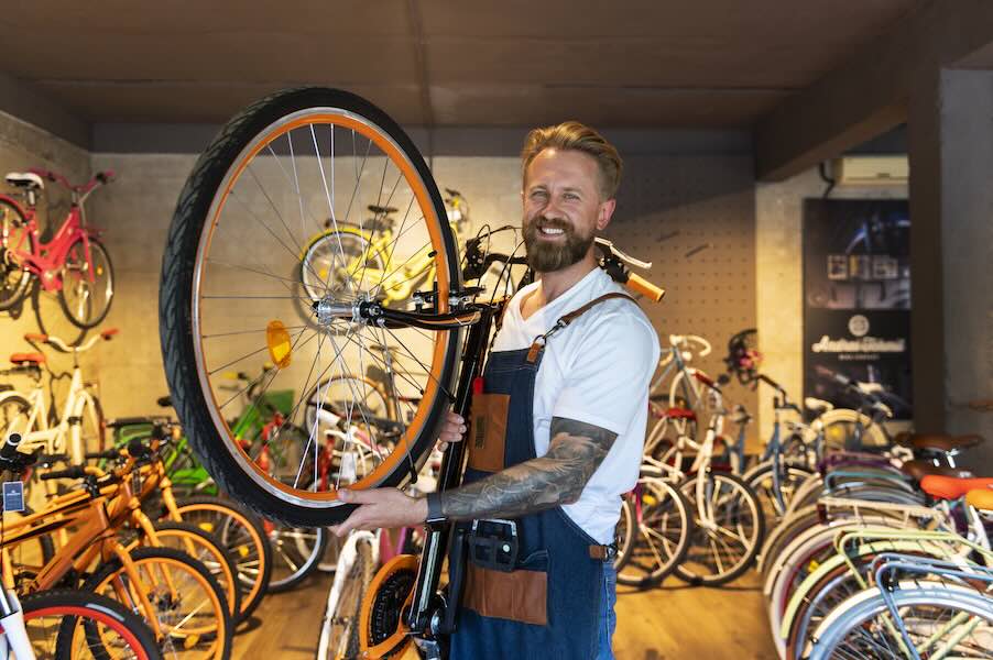 Bike rental shop counter