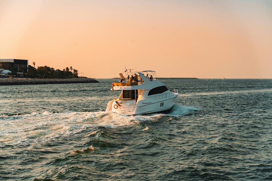 Passengers boarding a charter at the marina