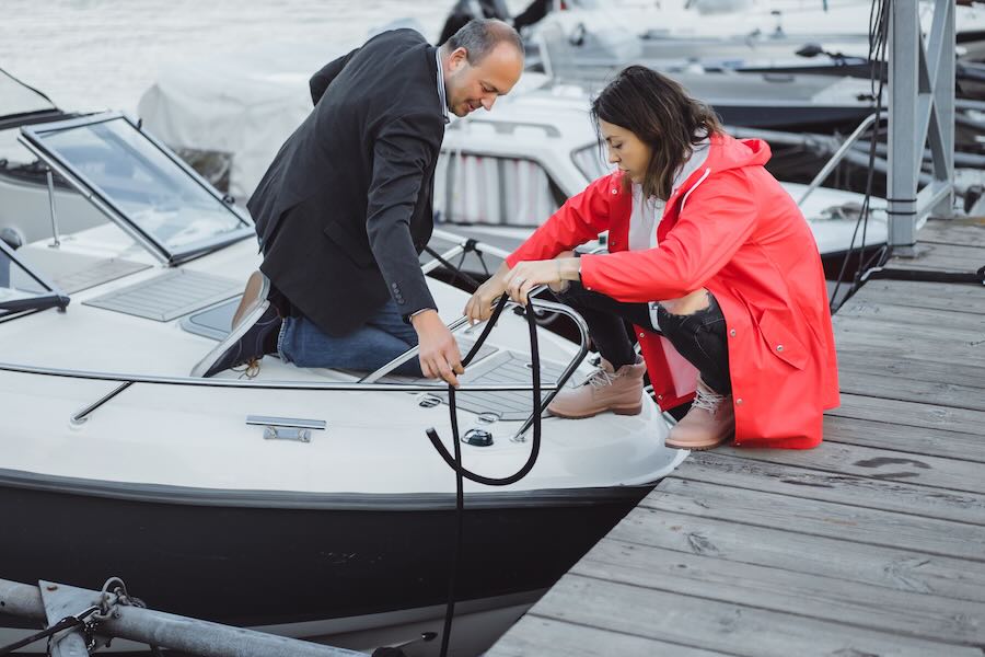 Boat tied up at dock — deposit hold workflow