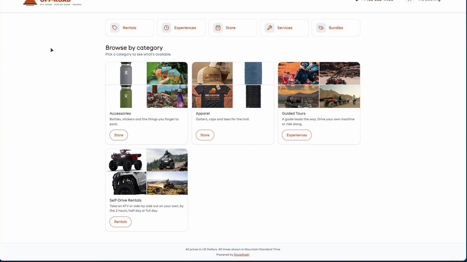 Red Canyon Off-Road booking page