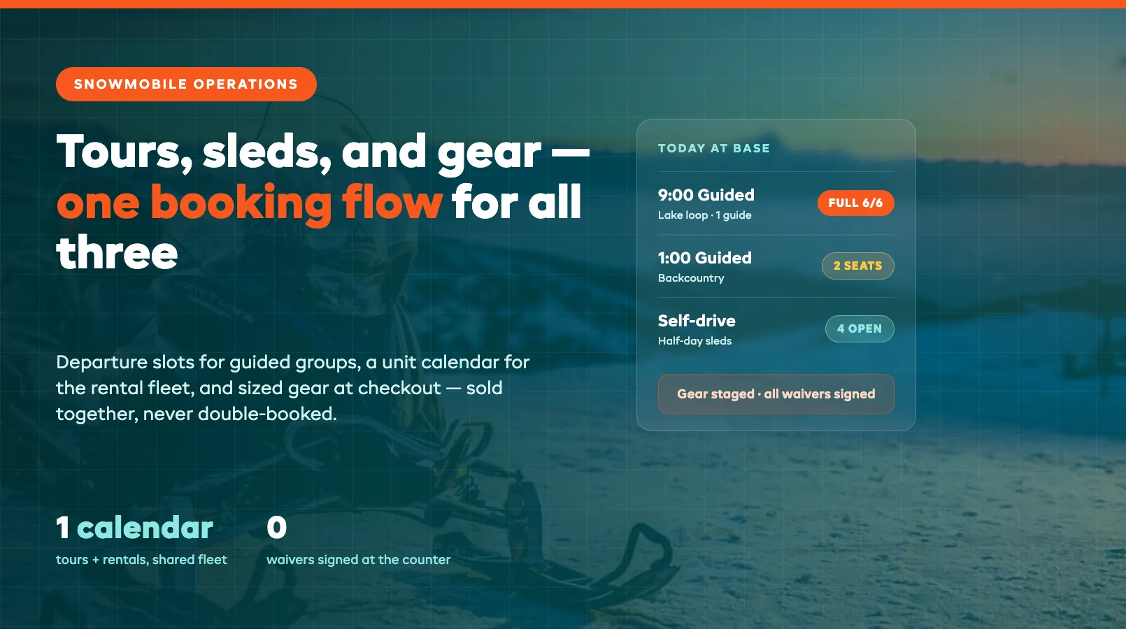 Snowmobile Booking Software: Guided Tours, Rentals, and Gear