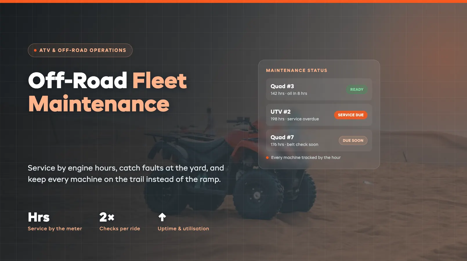 Off-Road Fleet Maintenance: Service Intervals, Damage, and Downtime
