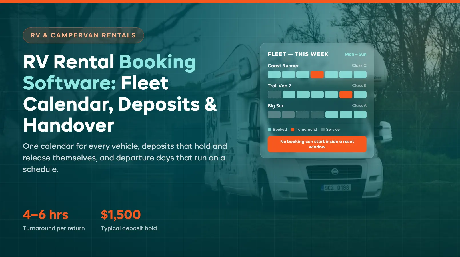 RV Rental Booking Software: Fleet Calendar, Deposits, and Handover