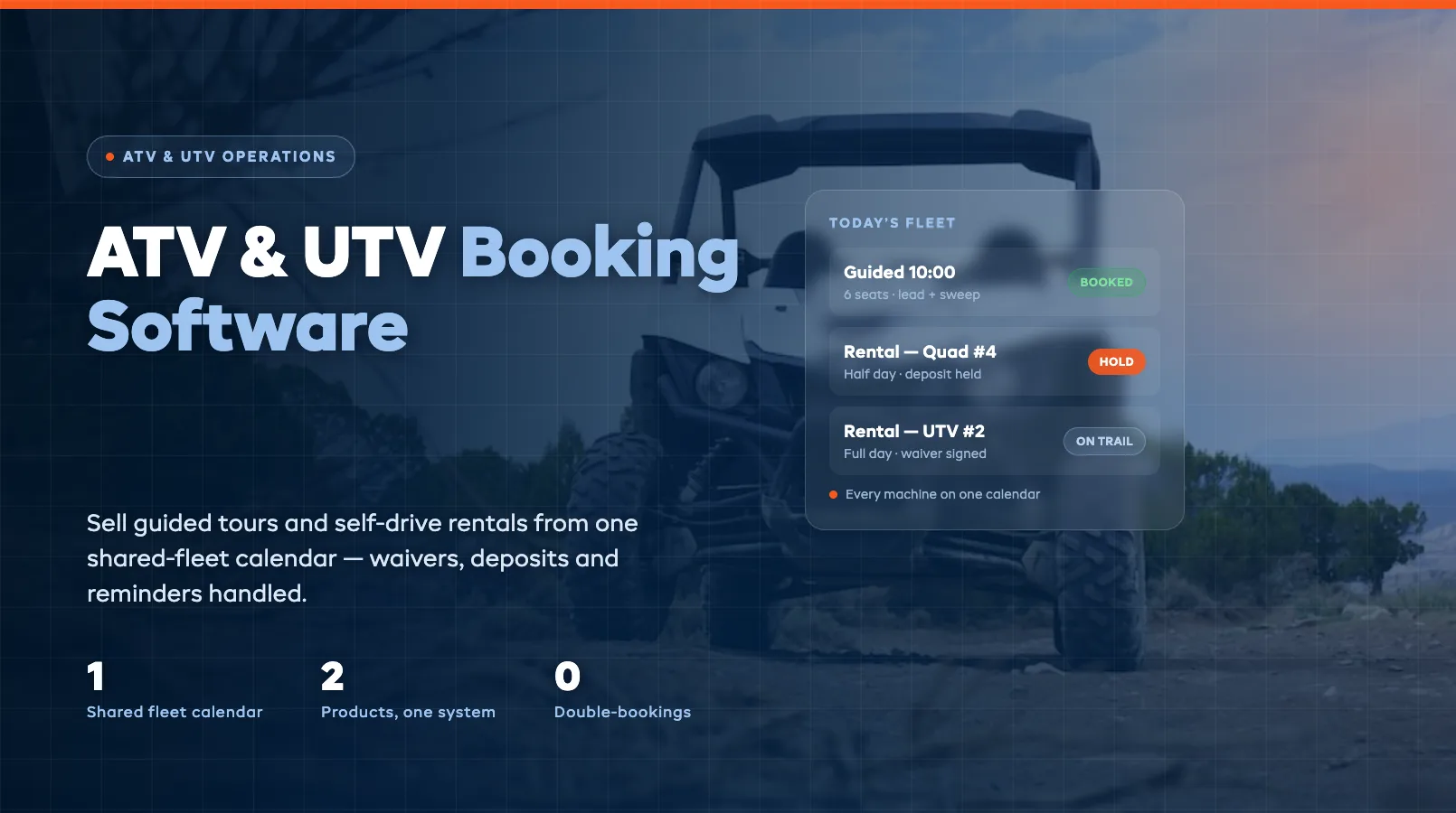 ATV & UTV Booking Software: Guided Tours and Self-Drive Rentals