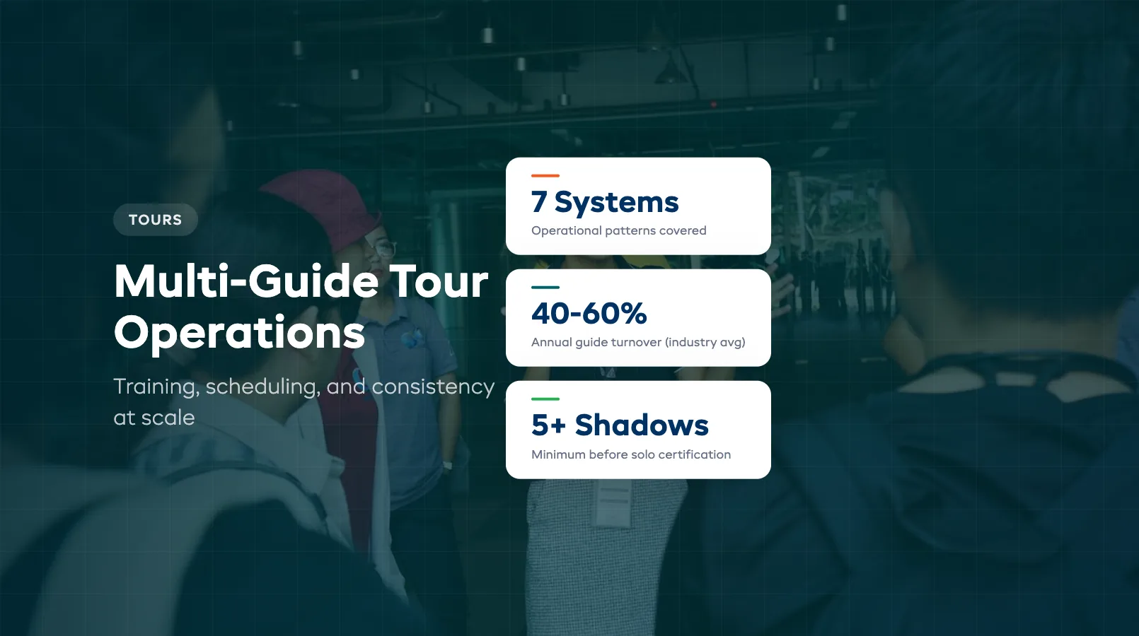 Running Multi-Guide Tour Operations: Training, Scheduling, Consistency