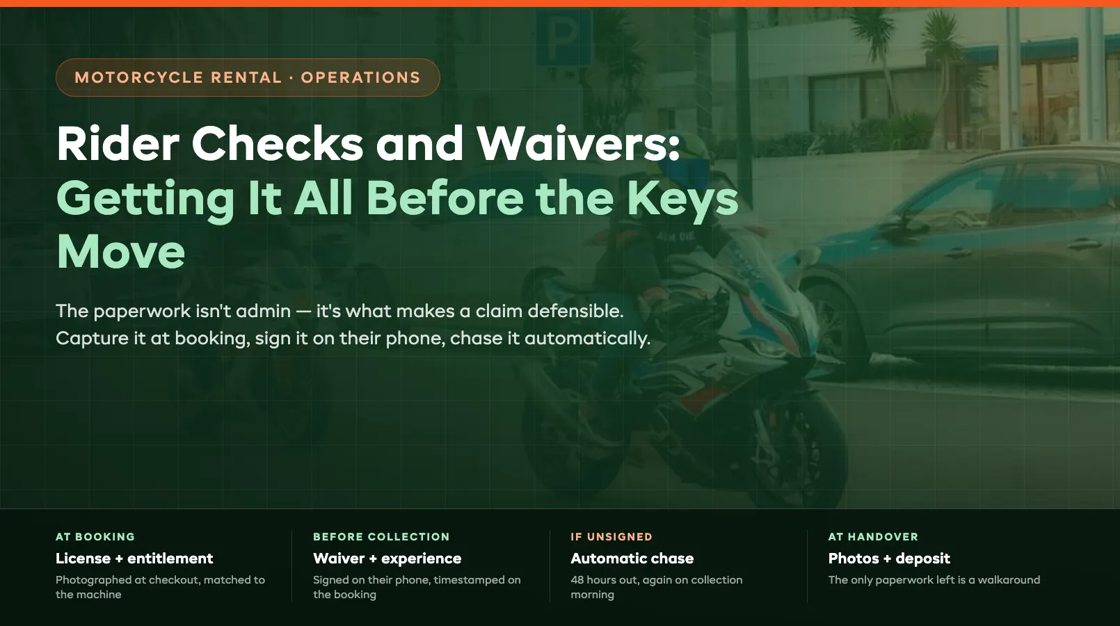 Rider Checks and Waivers: Getting It All Before the Keys Move