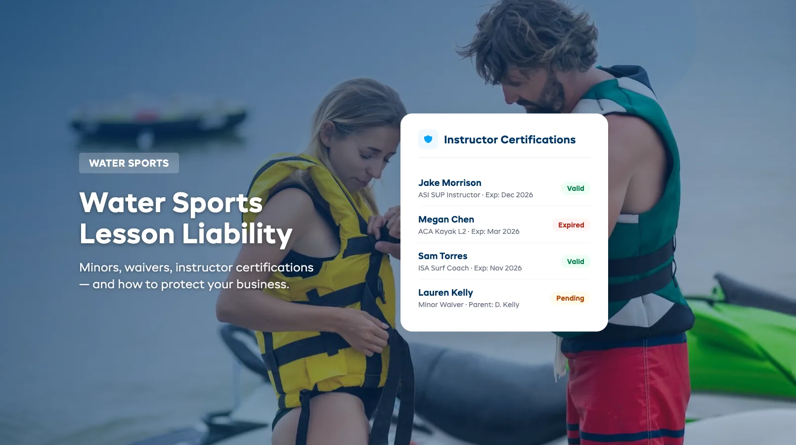 Water Sports Lesson Liability: Minors, Waivers, Instructor Certifications