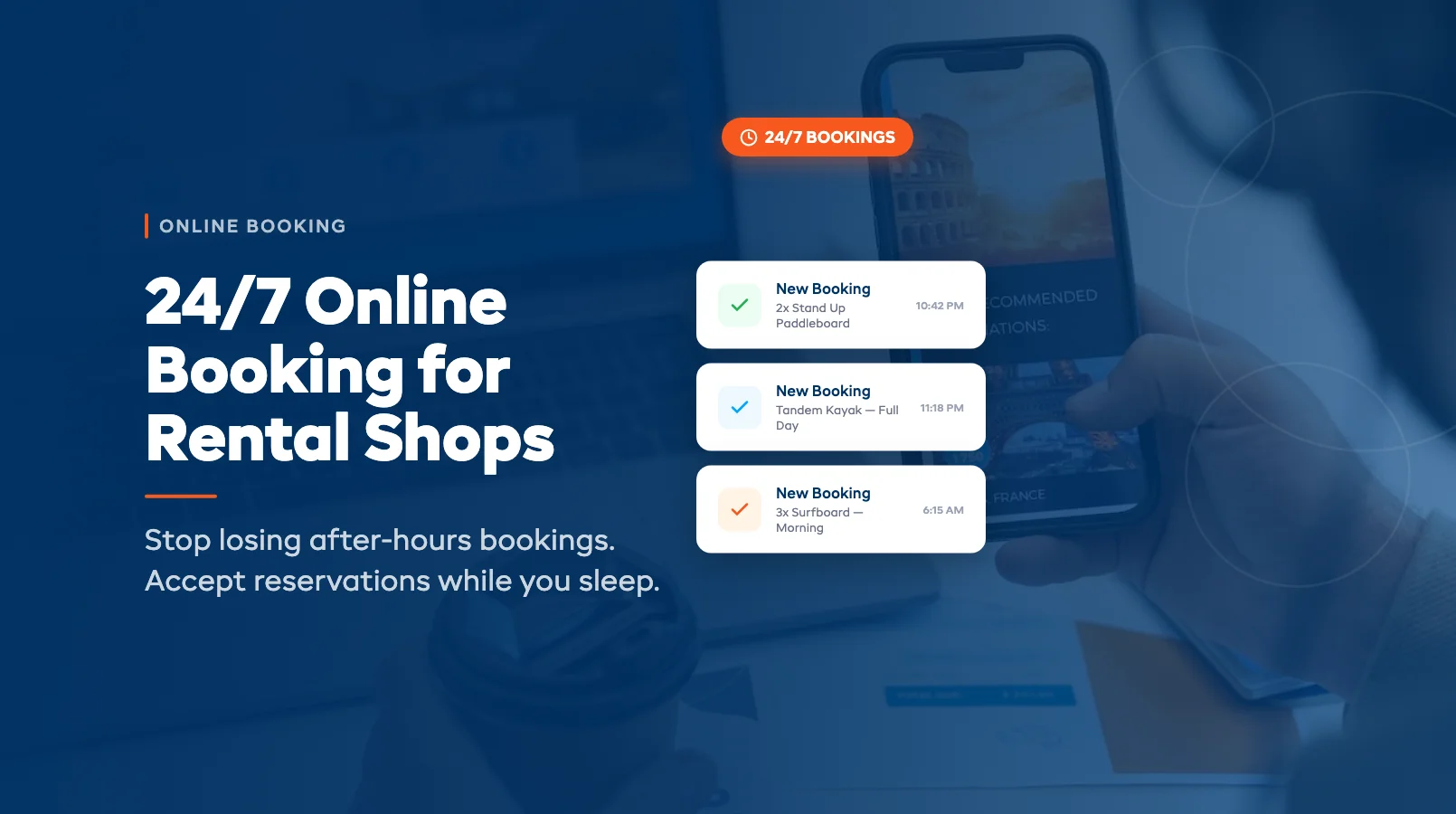 24/7 Online Booking for Rental Shops