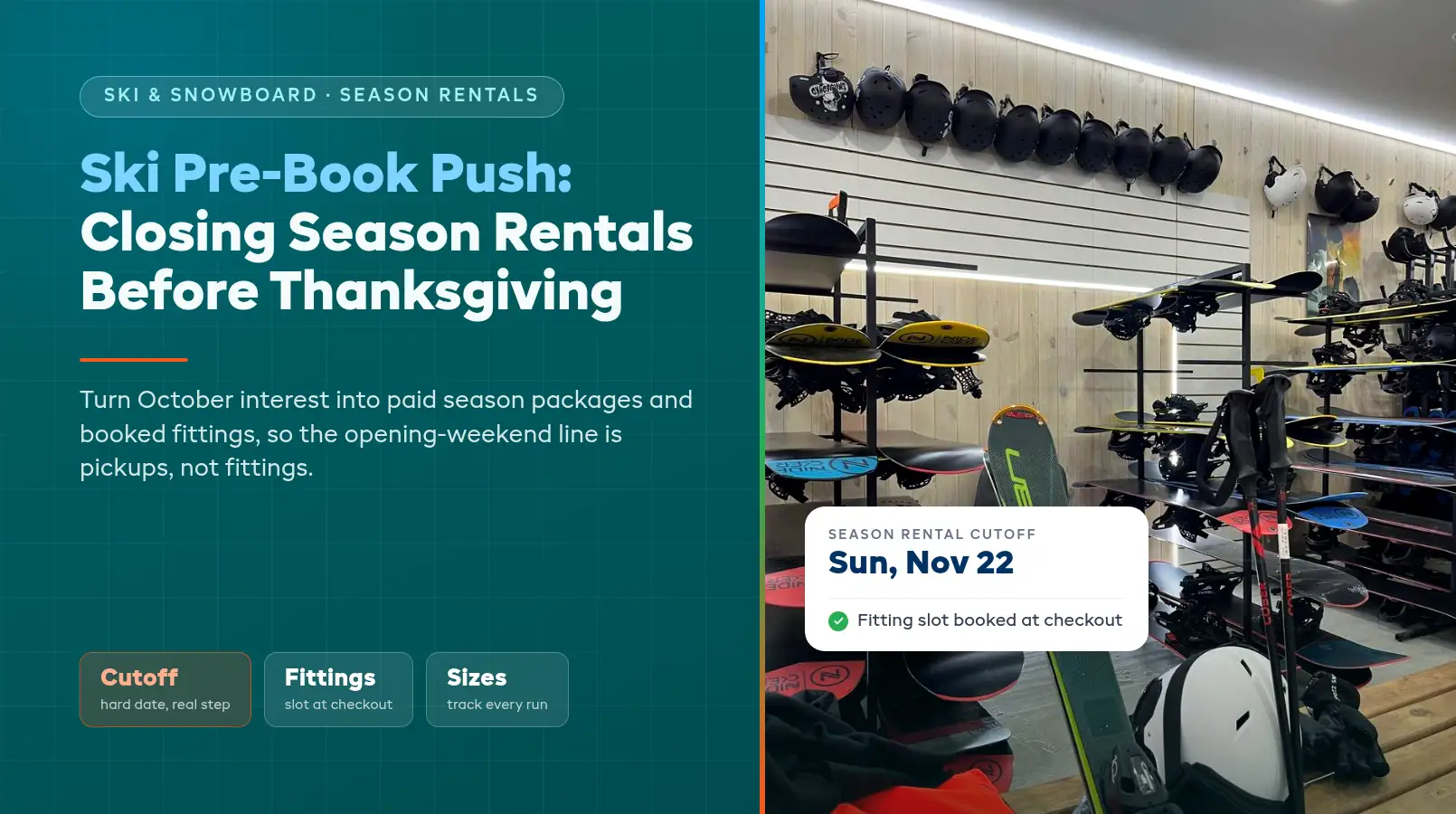 Ski Pre-Book Push: Closing Season Rentals Before Thanksgiving